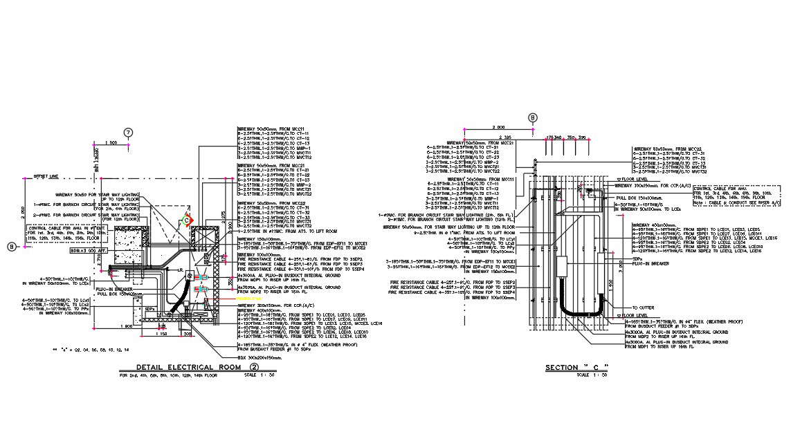 Electrical Room Wiring Section CAD Drawing DWG File