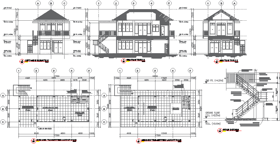 Electrical plan, Two-story residential, Autocad DWG drawing, Residential electrical layout, Wiring diagram, Electrical outlets placement, Lighting fixture placement, Bedroom electrical design, Constru