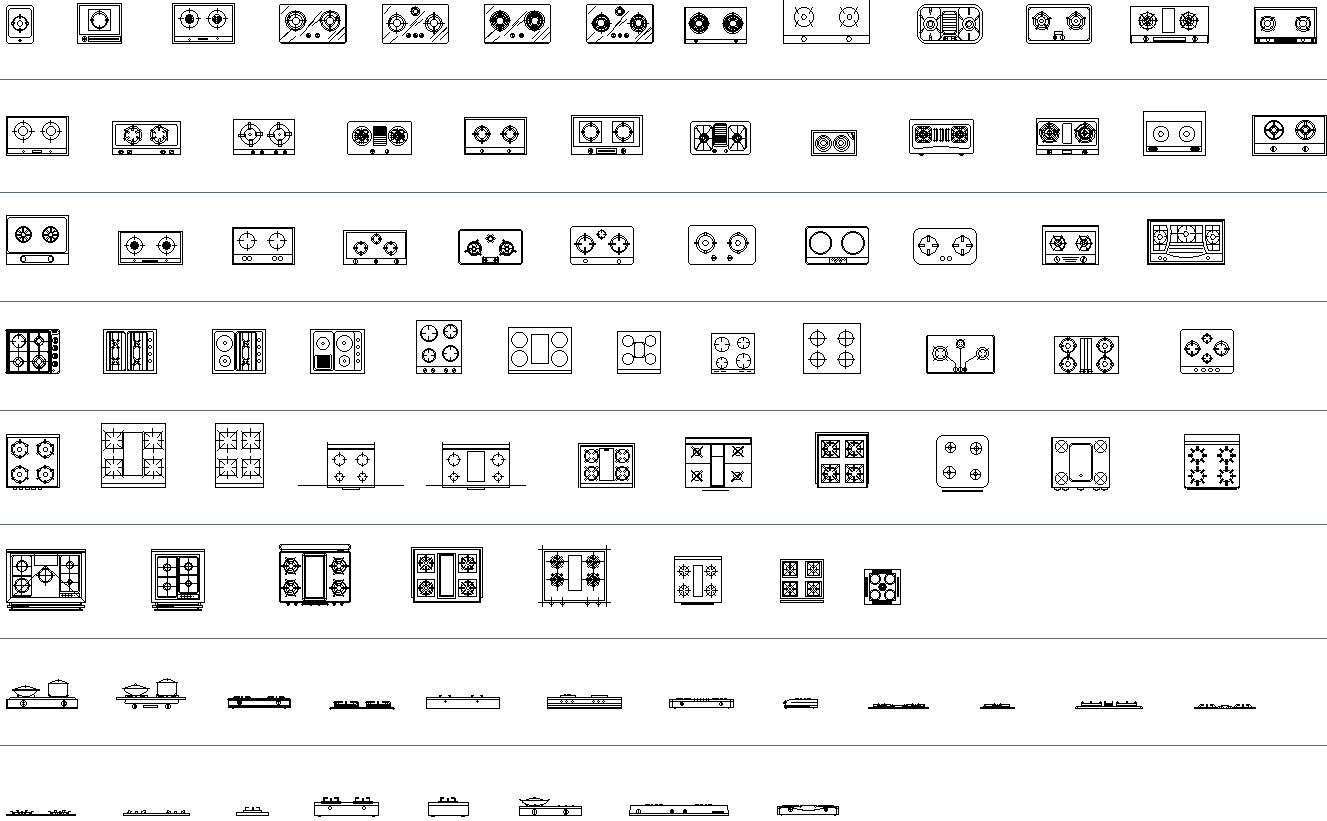 Electric gas stove blocks Autocad file , cad drawing , dwg format
