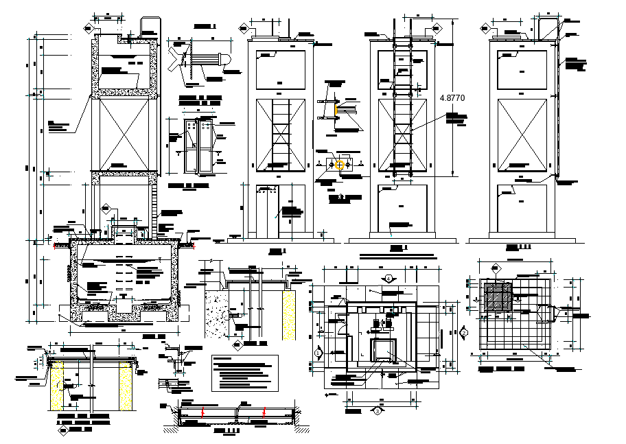 Elevated tank plan and section layout file