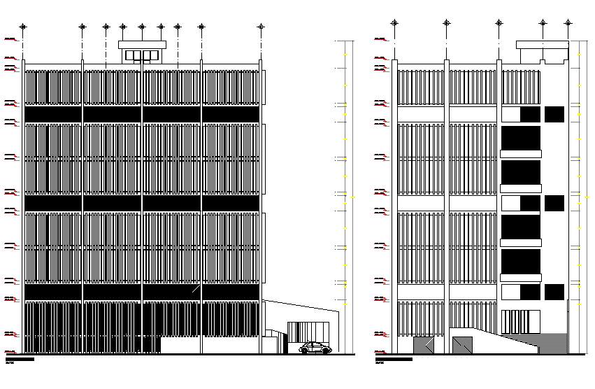 Elevation Building office plan detail dwg file