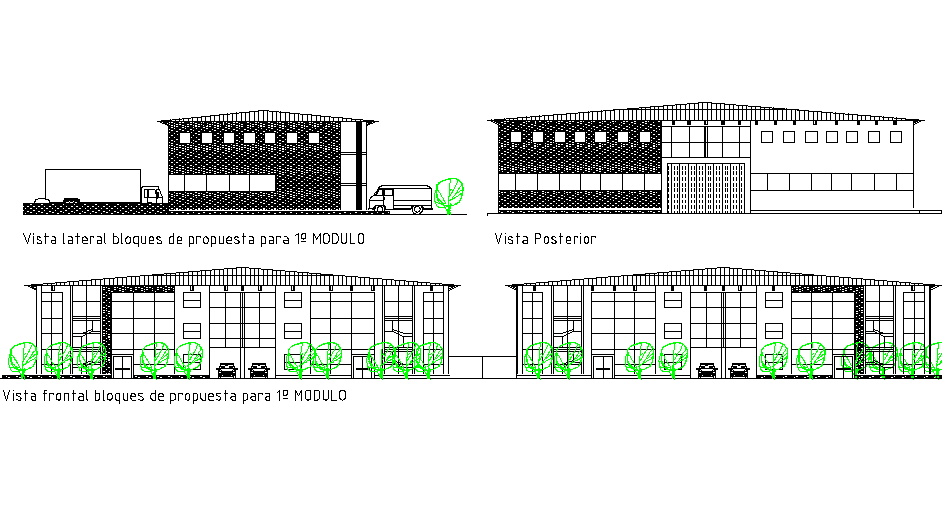 Elevation Center in section vehicle detail dwg file