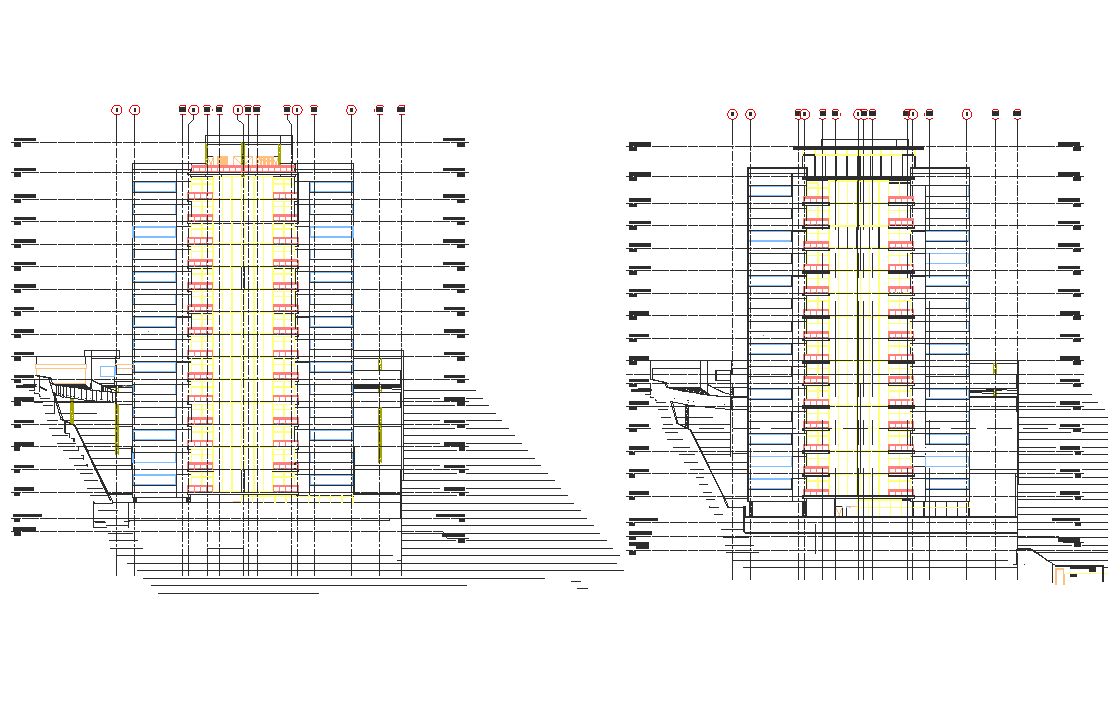 Elevation Centre line plan detail dwg file