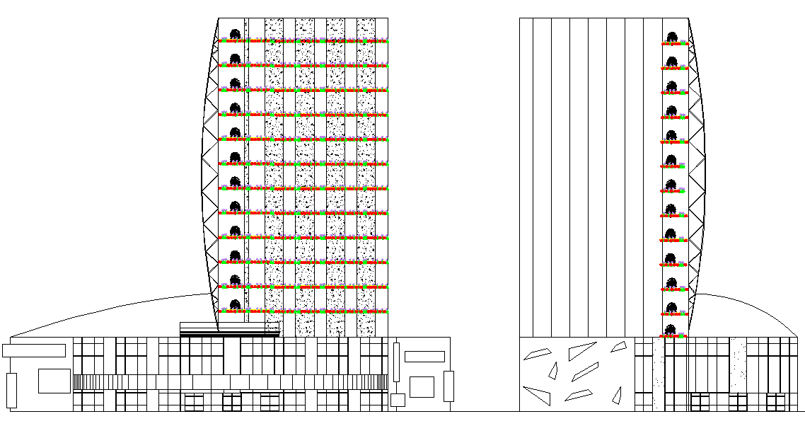 Elevation High rise building plan autocad file