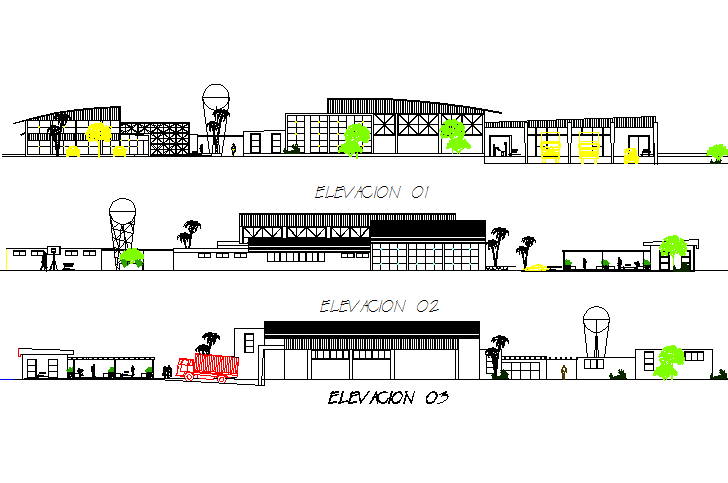 Elevation Juice processing plant detail dwg file