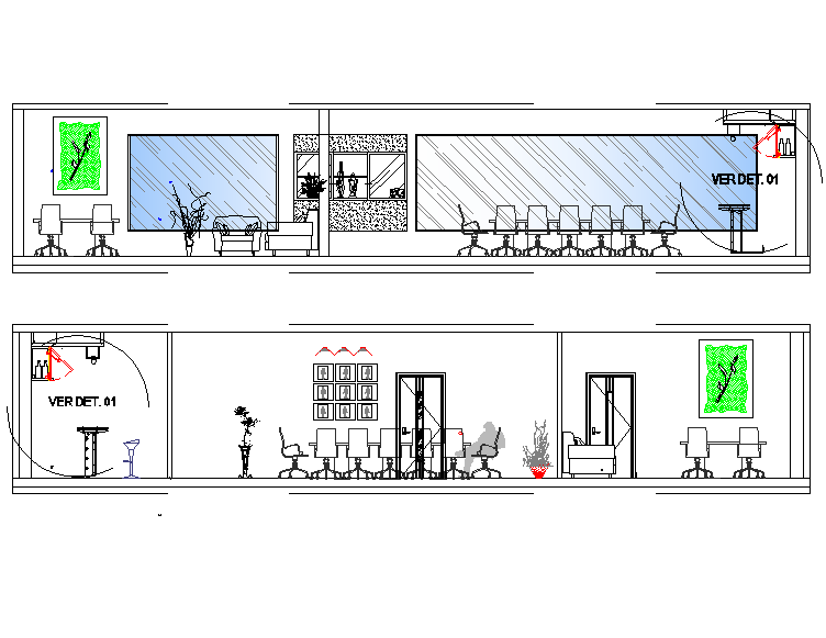 Elevation Meeting room design plan detail