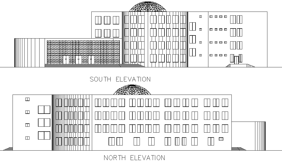 Elevation Scientific center plan detail dwg file