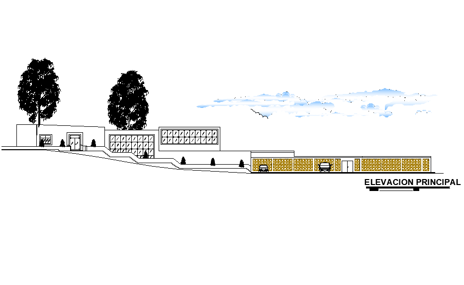 Elevation Technological innovation center plan detail dwg file