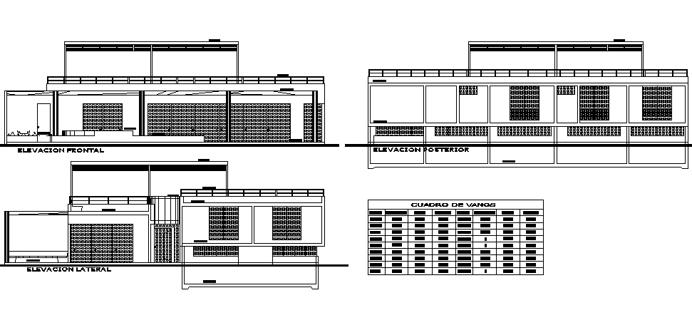Elevation Temporary house plan detail dwg file