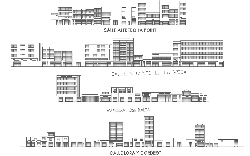 Elevation Working mall detail dwg file