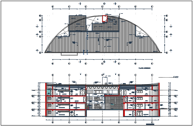 Elevation and plan commercial detail dwg file