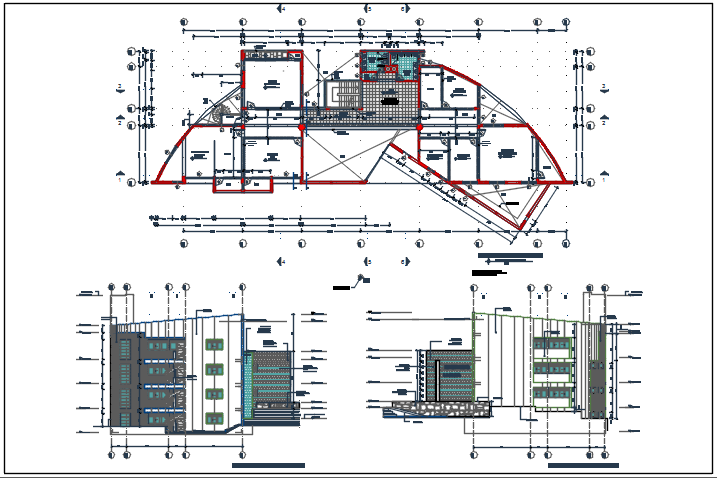 Elevation and plan commercial detail dwg file