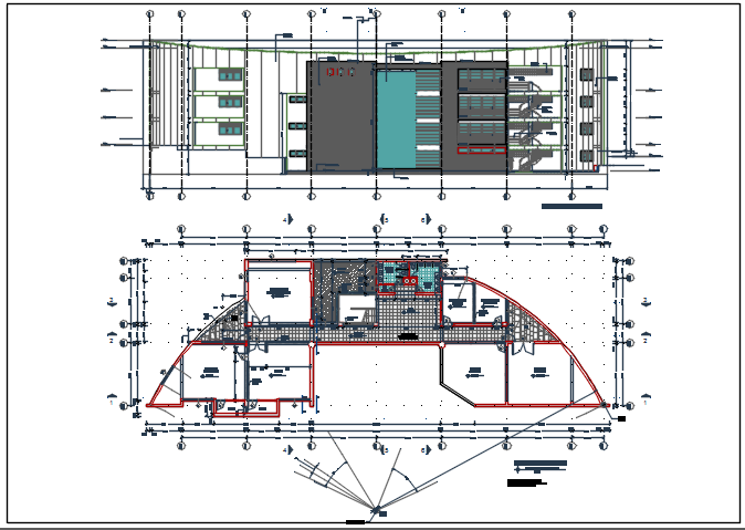 Elevation and plan commercial detail dwg file