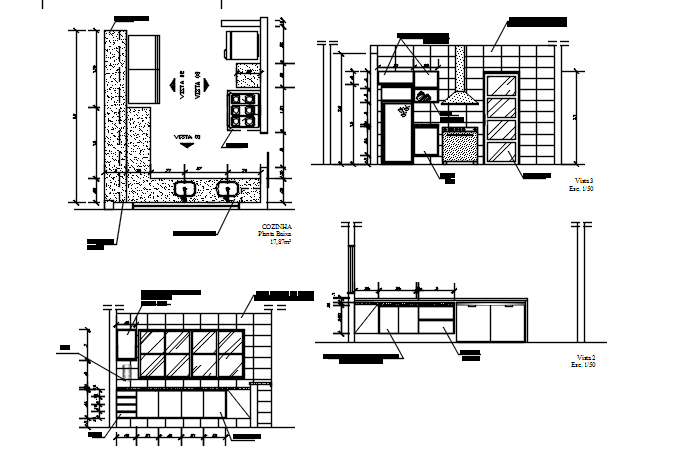 Elevation and plan detail dwg file