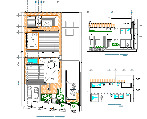 Elevation and plan detail dwg file