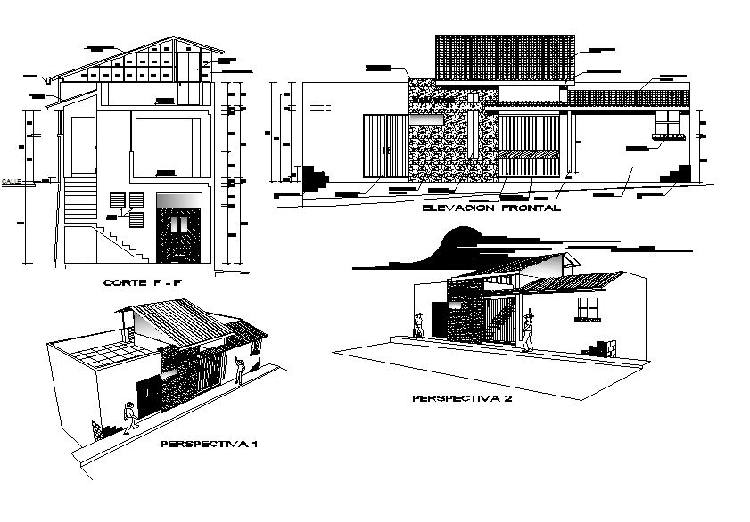 Elevation and section detail dwg file