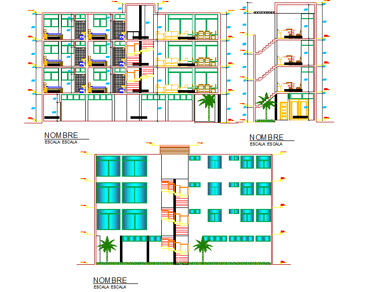 Elevation and section detail dwg file