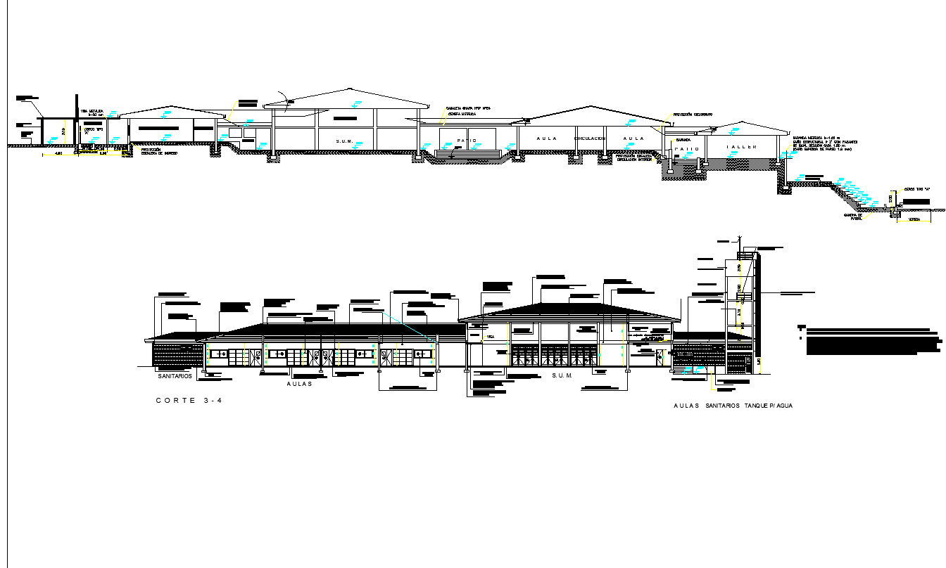 Elevation and section detail dwg file