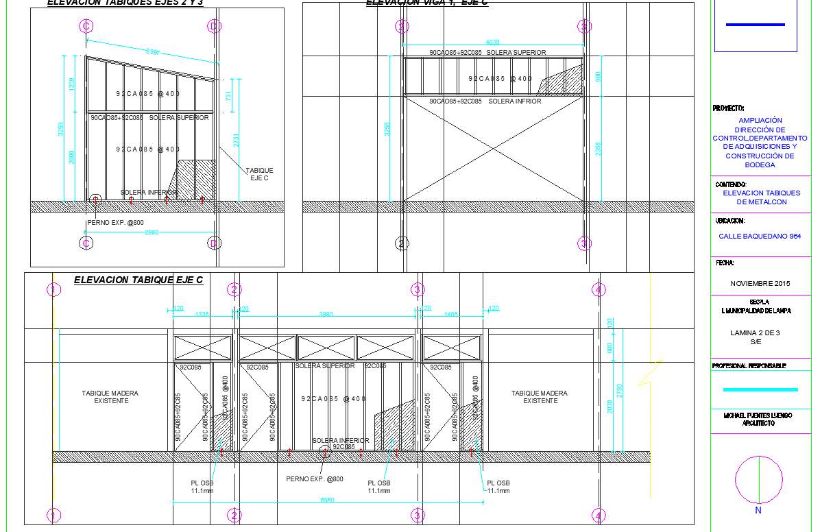 Elevation and section detail dwg file