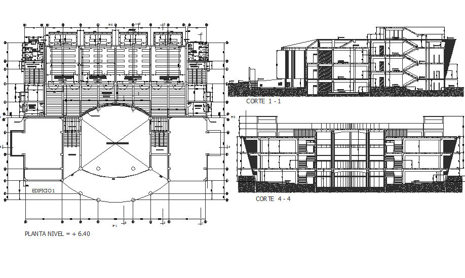 Elevation and section detail dwg file