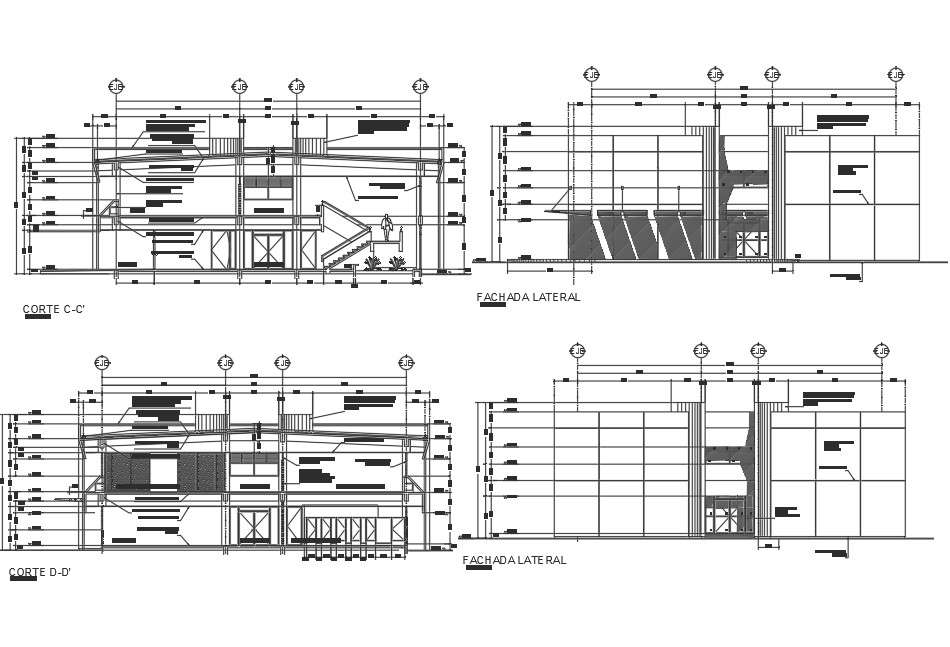 Elevation and section detail dwg file