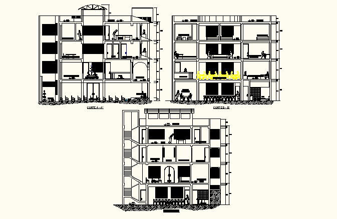 Elevation and section detail dwg file