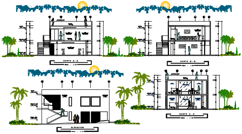 Elevation and section detail dwg file