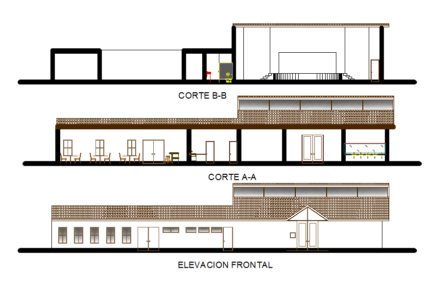 Elevation and section detail dwg file