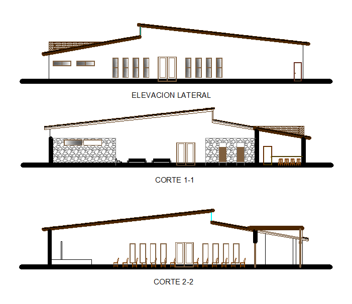 Elevation and section detail dwg file