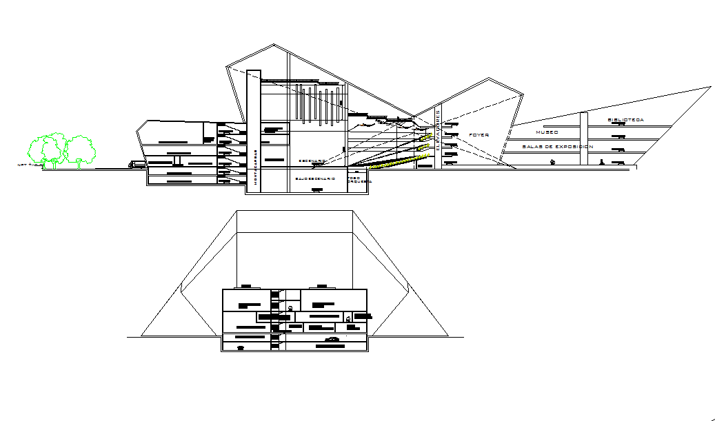 Elevation and section detail dwg file
