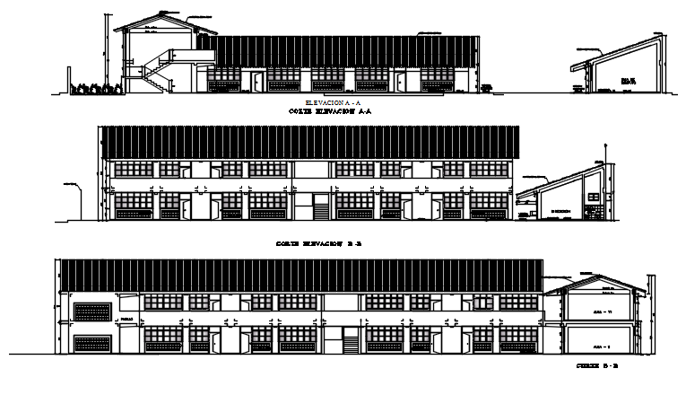 Elevation and section detail dwg file