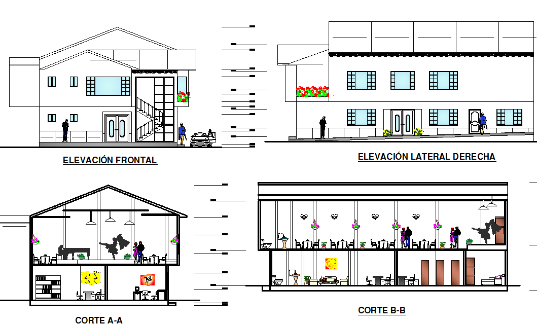 Elevation and section detail dwg file
