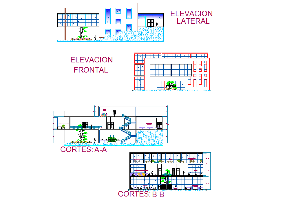 Elevation and section detail dwg file