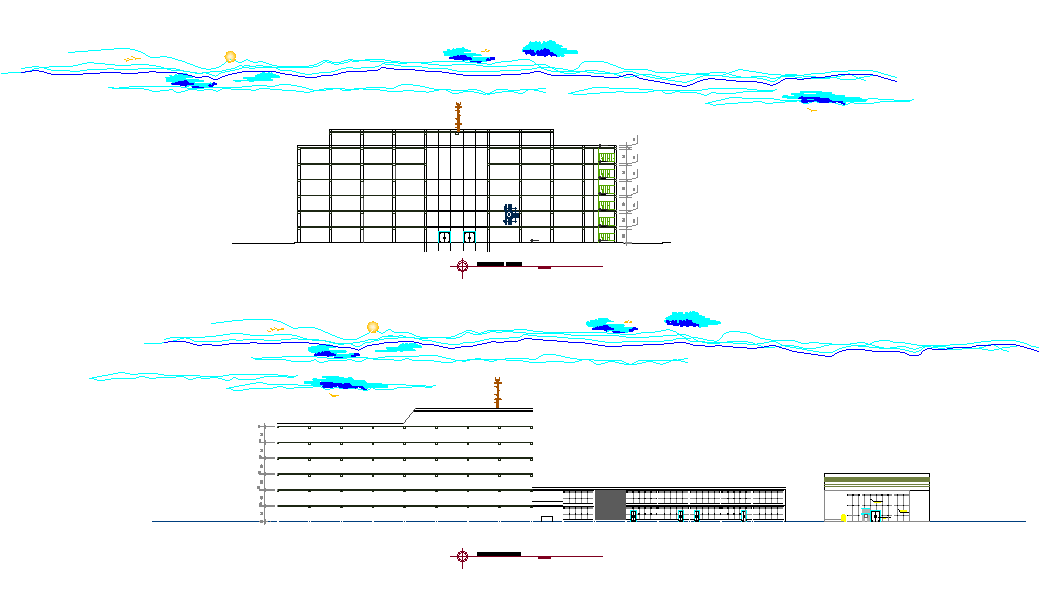 Elevation and section detail dwg file