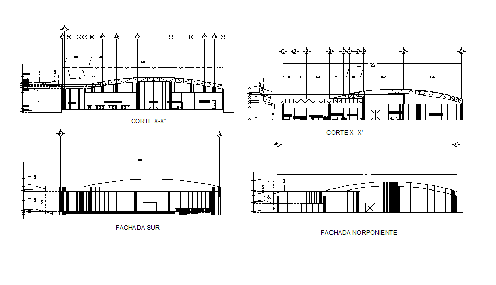 Elevation and section detail dwg file