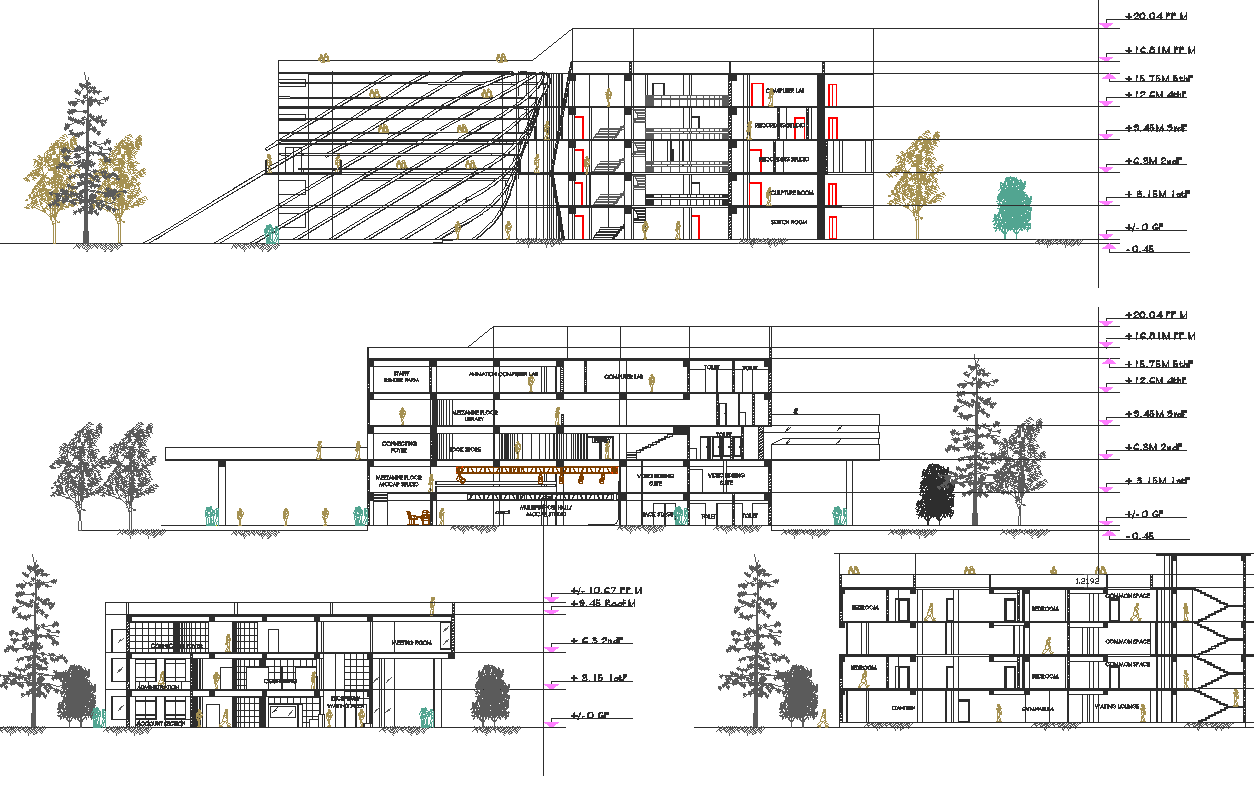 Elevation and section detail dwg file