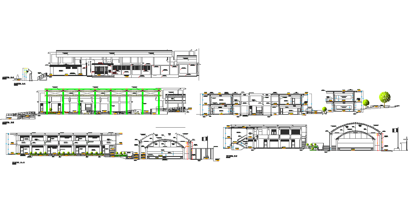 Elevation and section detail dwg file