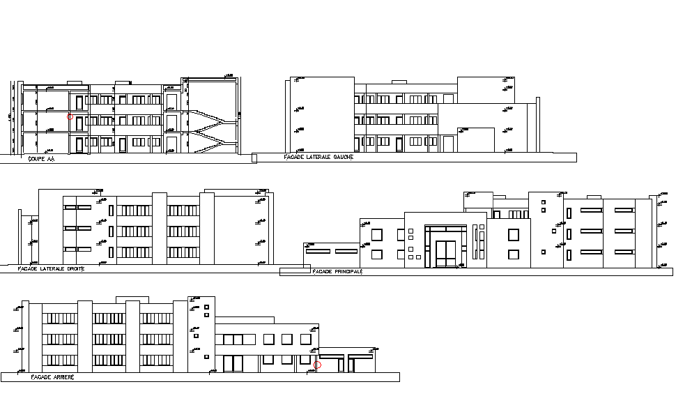 Elevation and section detail dwg file