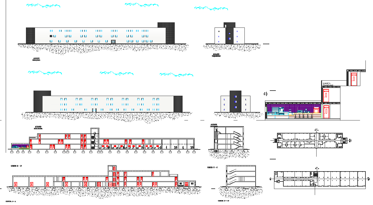 Elevation and section detail dwg file