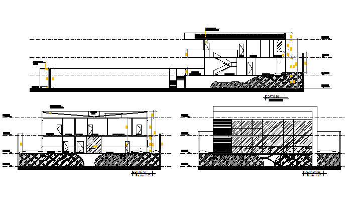 Elevation and section home detail dwg file