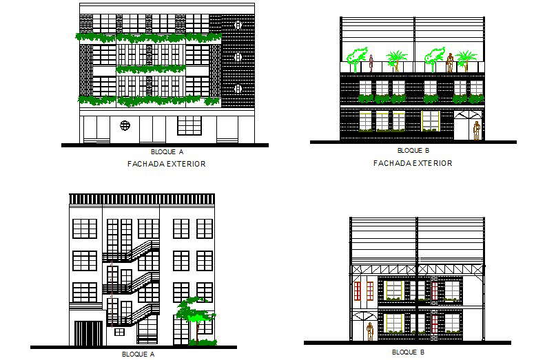Elevation and section house plan detail dwg file
