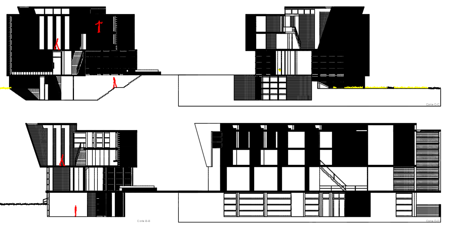 Elevation and section library plan detail dwg file