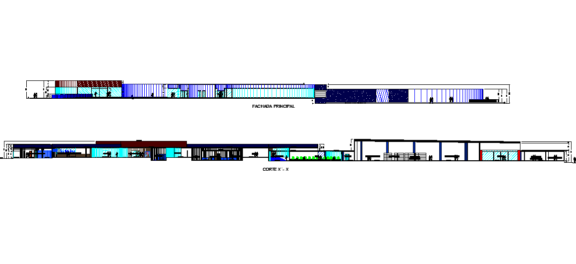 Elevation and section office autocad file