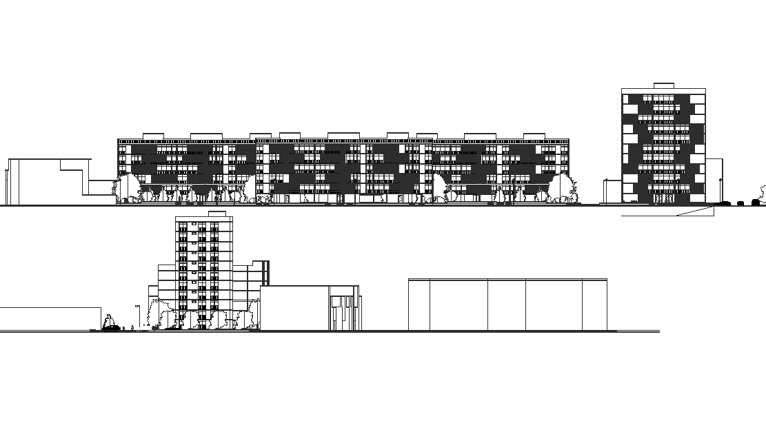 Elevation and section office plan detail