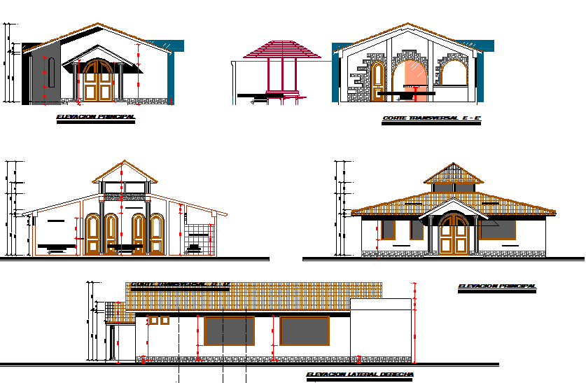 Elevation and section plan detail dwg file