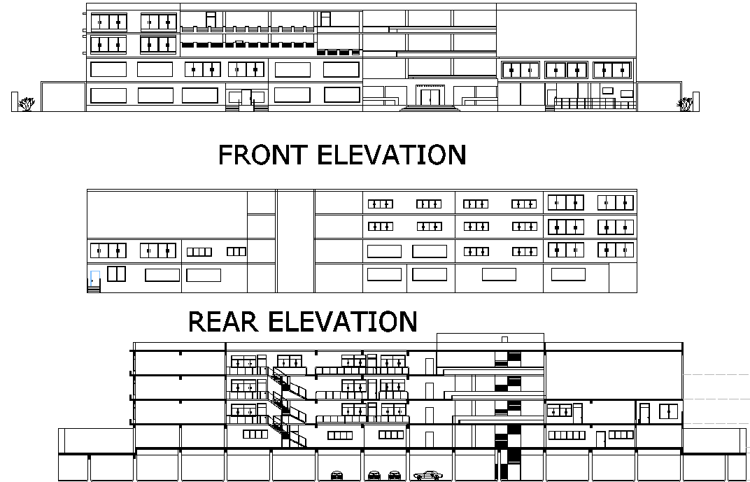 Elevation and section plan detail dwg file