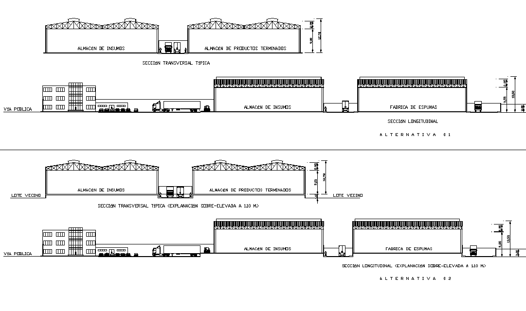 Elevation and section storage plan detail dwg file