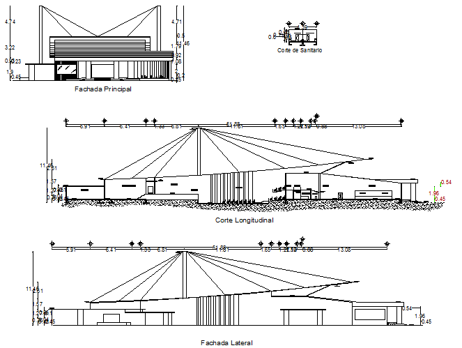 Elevation and section theater plan detail dwg file