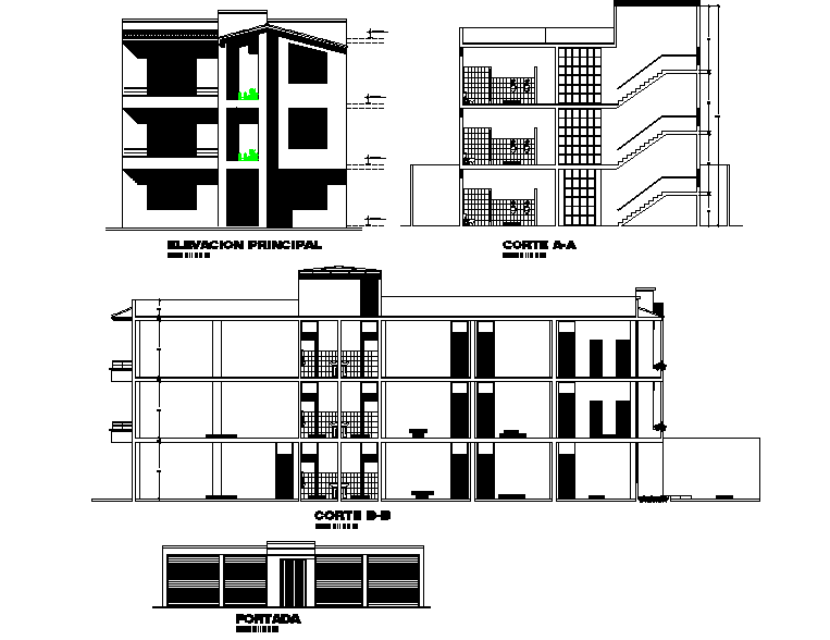 Elevation and section wall detail dwg file