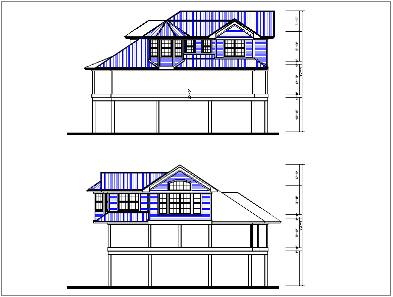 Elevation and side elevation view detail dwg file